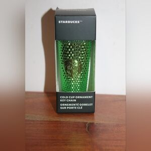 Starbucks Green and Gold Cold Cup Key Chain